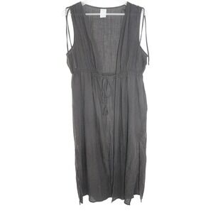 Kona Sol Swim Cover Up Dress Drawstring Tassel S/M Black